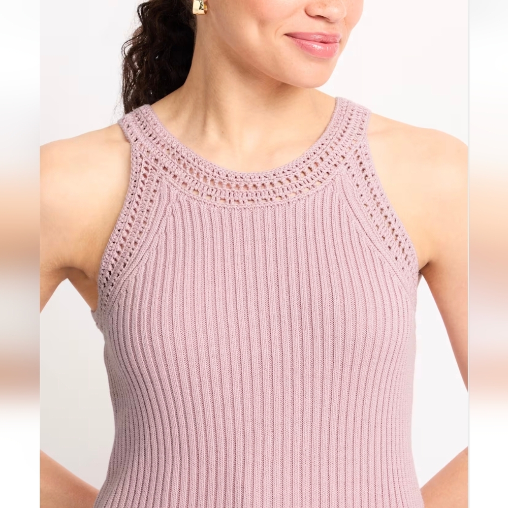 Daniel Rainn Sleeveless Crochet Trim Sweater Tank